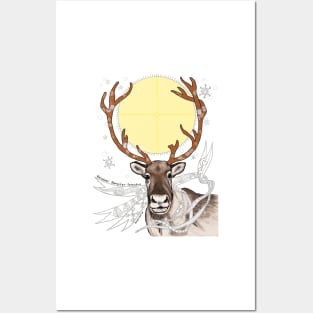 Reindeer Mother-dark background Posters and Art